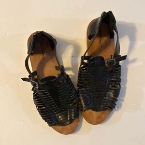 Silence & Noise Black Woven Leather Sandal